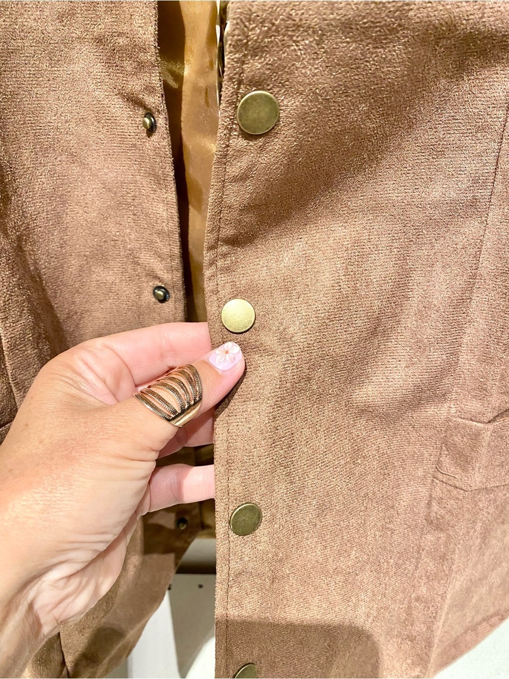 Upcycled Quilted back detailing on vegan suede boho vest rustic cottagecore vibe - Picture 9 of 16